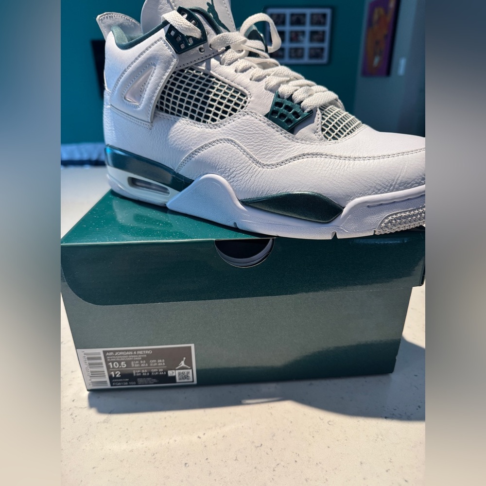 Jordan 4 Retro White and Green Men's Shoes